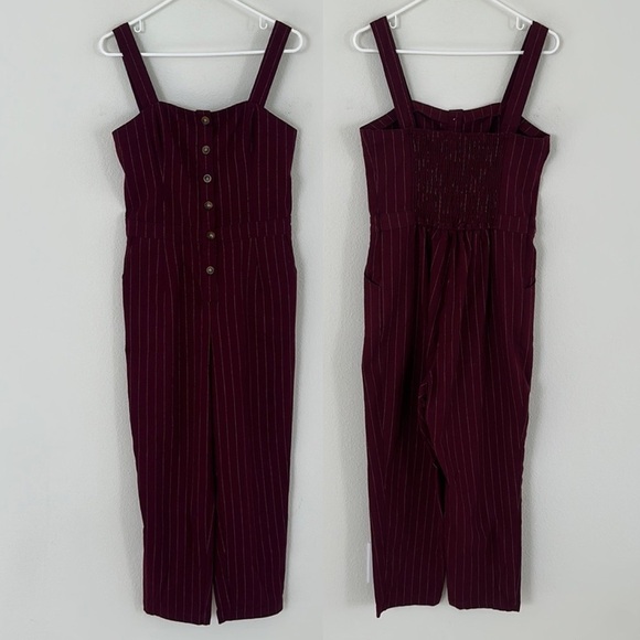Hollister Striped Maroon Jumpsuit - Picture 1 of 9